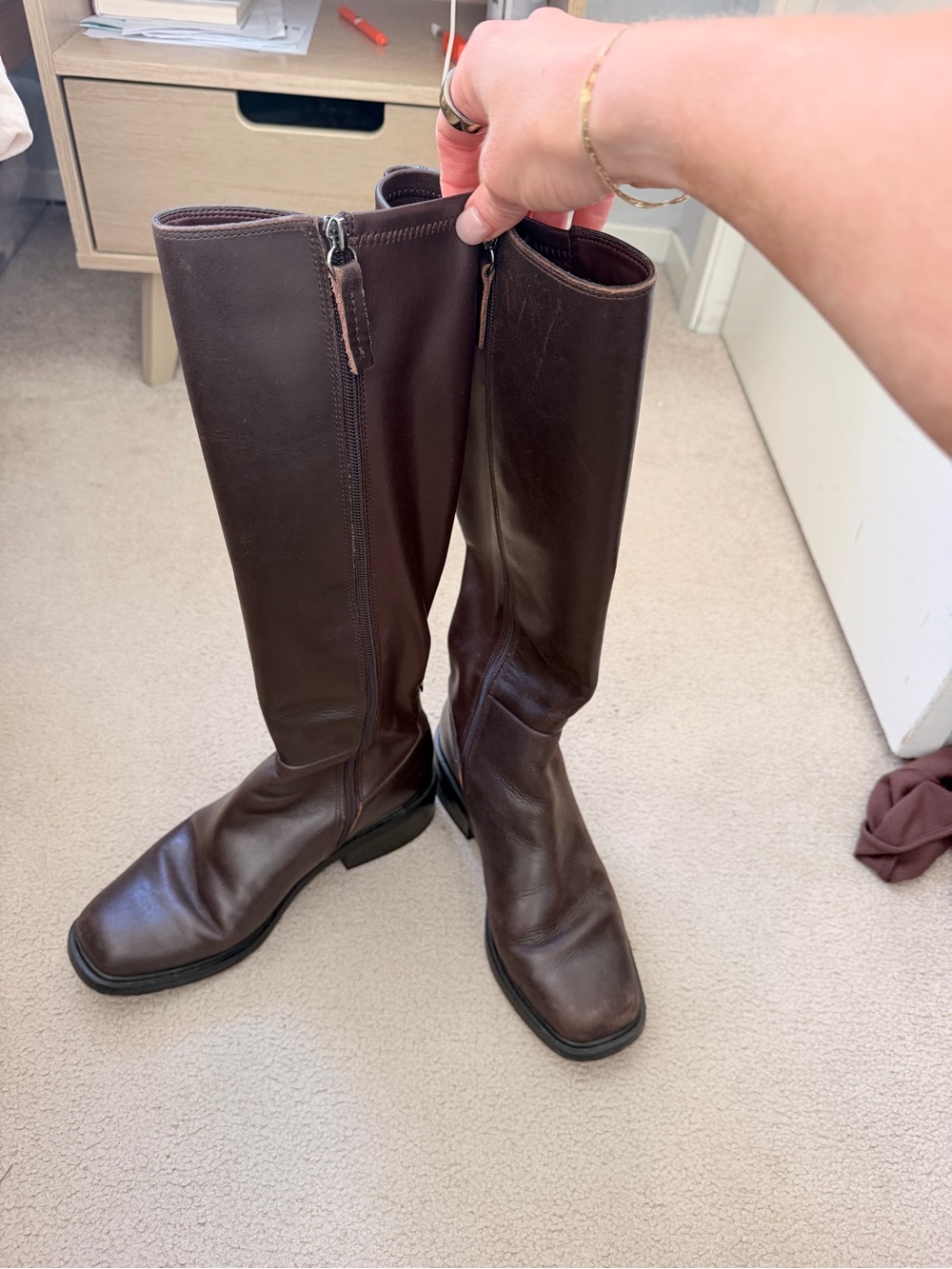 Franco Sarto Brown Leather Knee-High Riding Boots